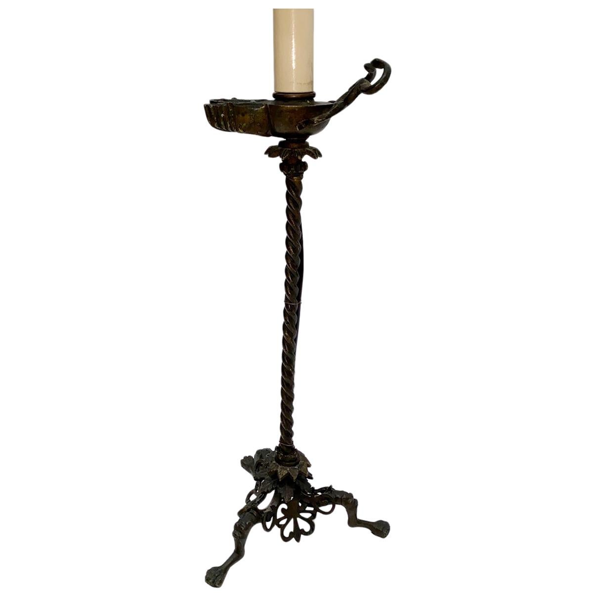 Grand Tour Candlestick Lamp For Sale