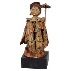 Venetian Grand Tour Carnival Figure of a Young Girl, Paint Decorated Metal c1770