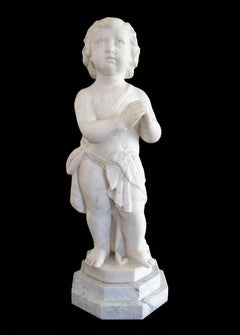 Scultura in marmo di Carrara del Grand Tour raffigurante un ragazzino in preghiera - Italia - CIRCA 1850
