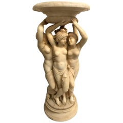 Grand Tour Carved Alabaster Greek Muses Centerpiece