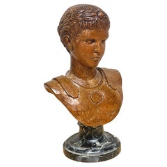 Grand Tour Carved & Polychromed Bust of Roman Emperor as a Youth
