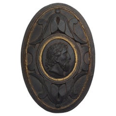 Grand Tour Carved Walnut Portraits of Roman or Greek Men 19th Century Tiebacks