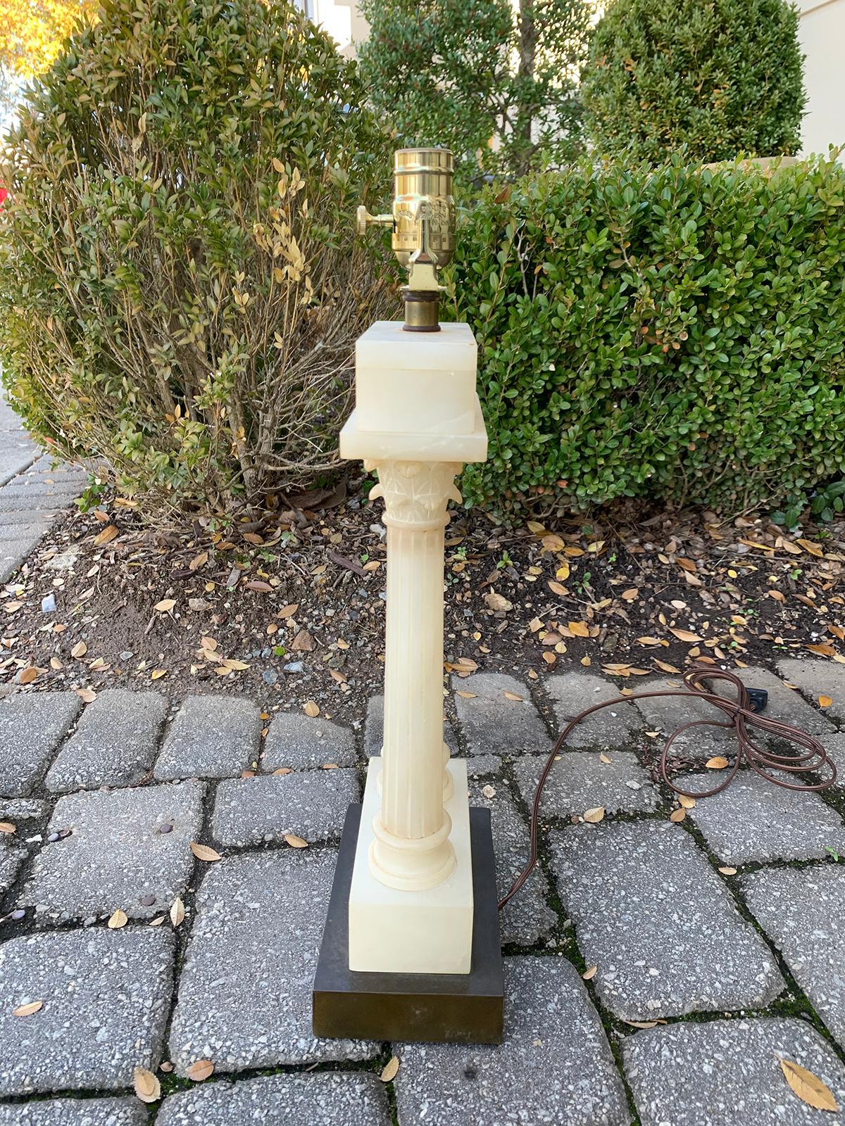 Mid-20th Century Grand Tour Column Marble Lamp with Marble Finial, circa 1930s For Sale
