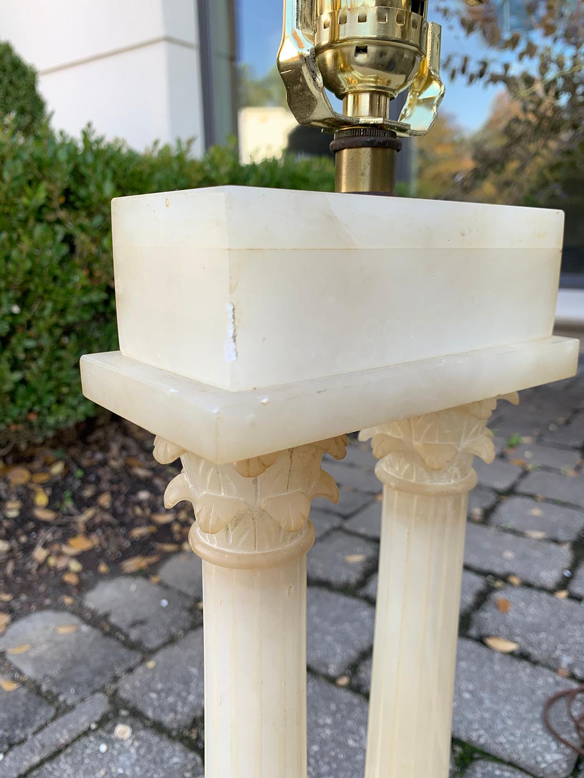 Grand Tour Column Marble Lamp with Marble Finial, circa 1930s For Sale 2