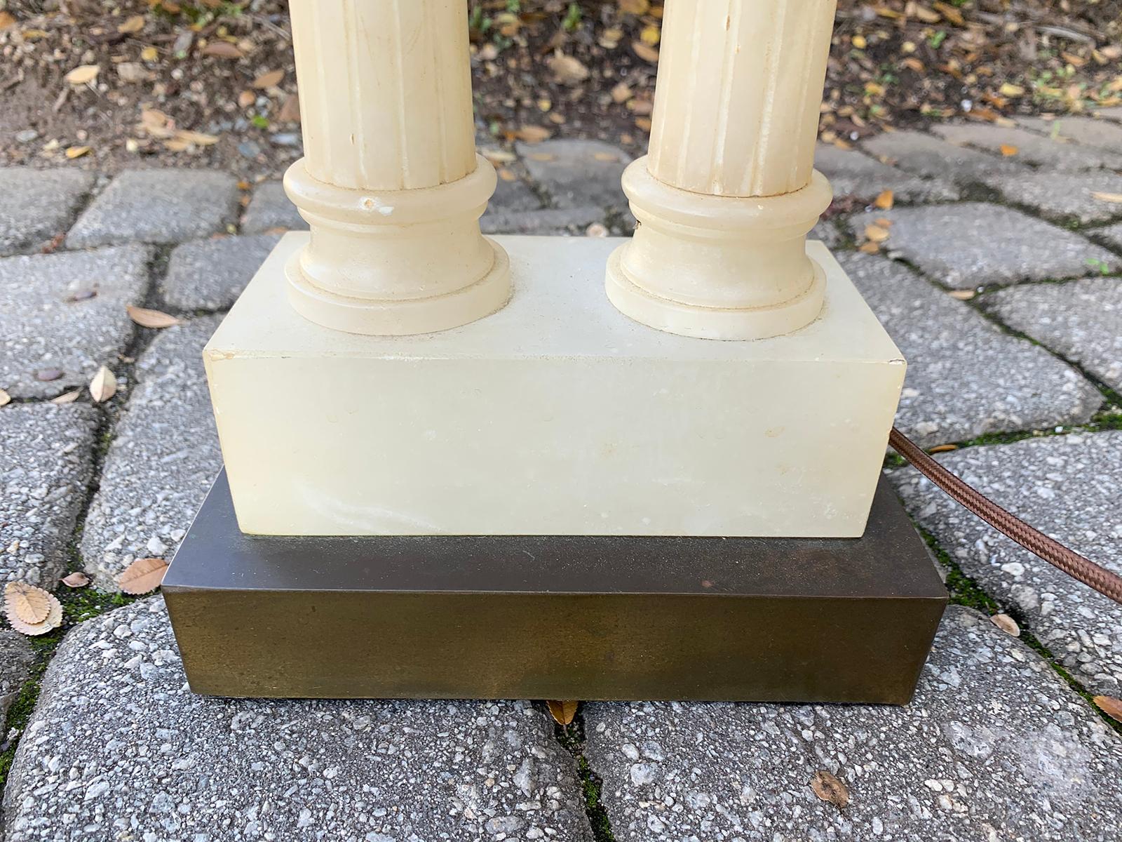 Grand Tour Column Marble Lamp with Marble Finial, circa 1930s For Sale 4