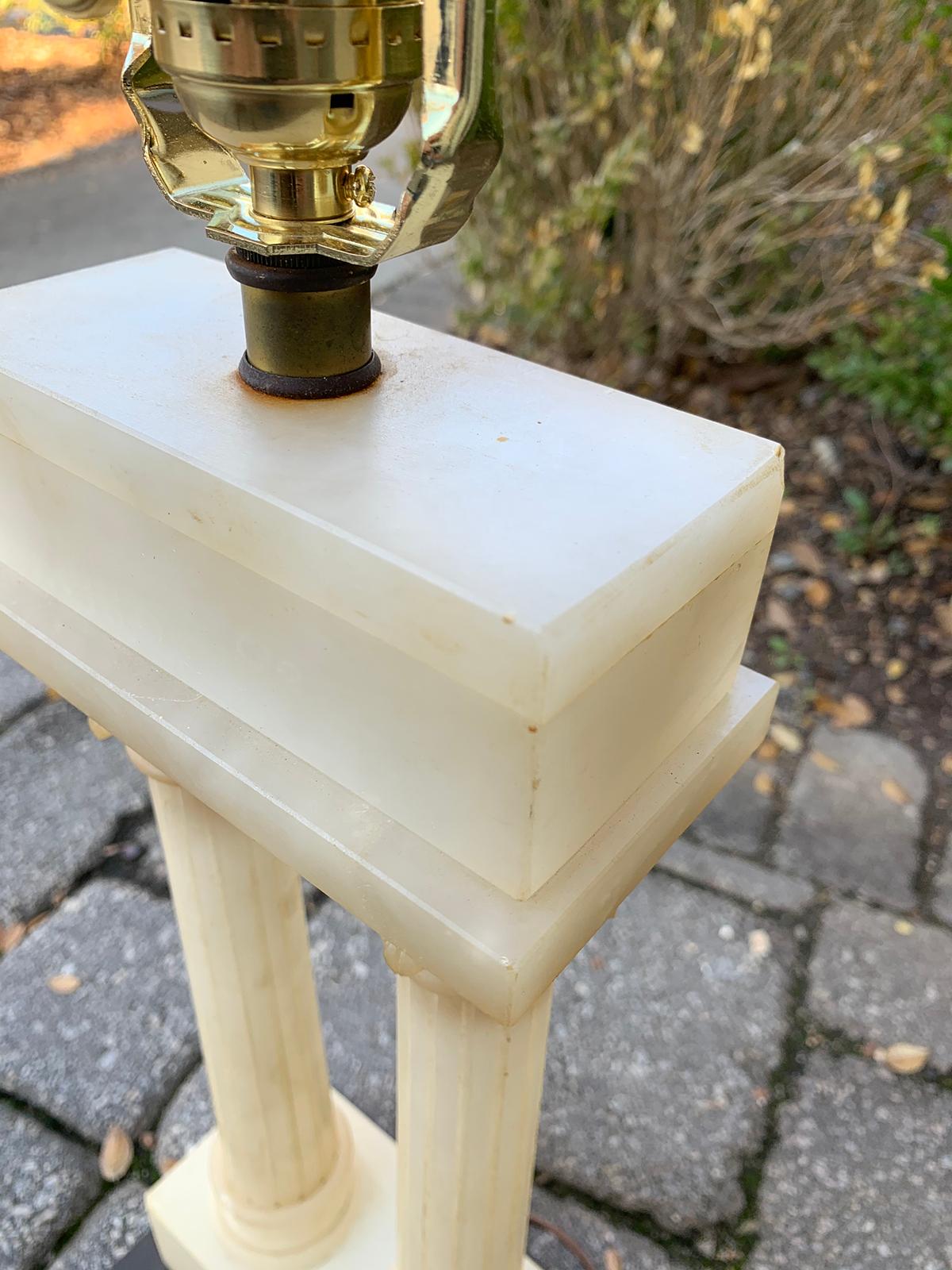 Grand Tour Column Marble Lamp with Marble Finial, circa 1930s For Sale 5