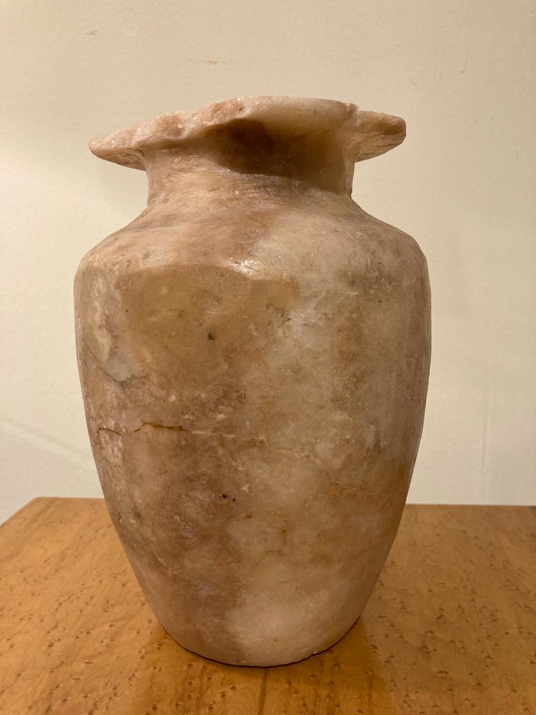 Grand Tour Ancient Egyptian Style Alabaster Storage Jar For Sale 3