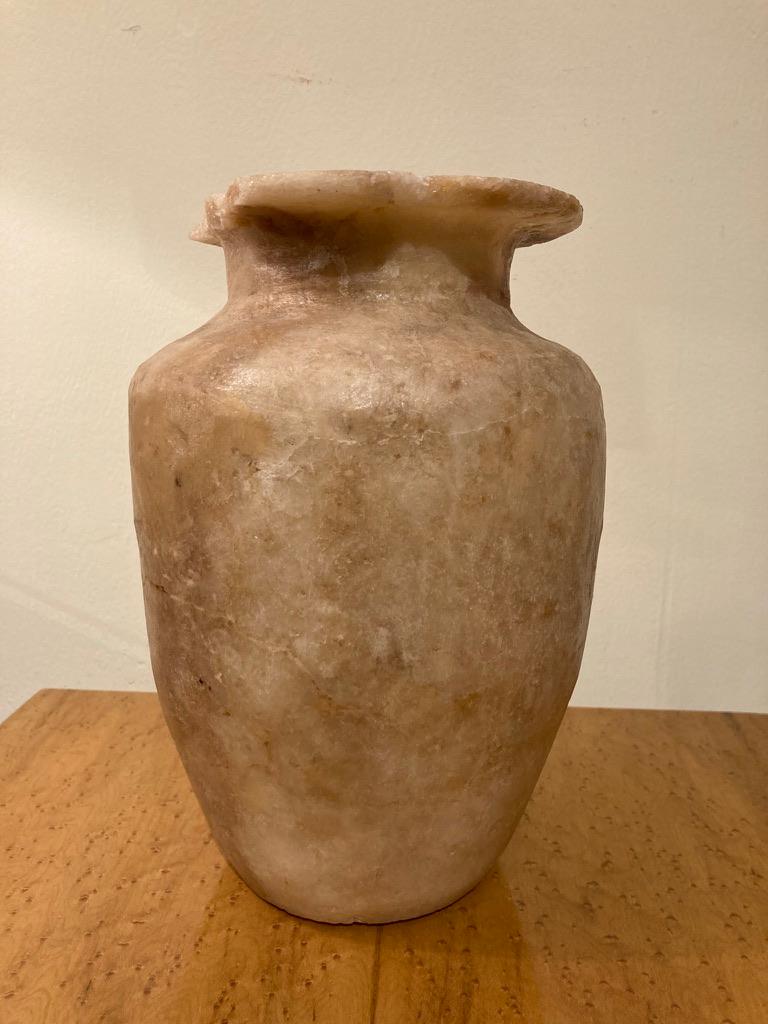 Grand Tour Ancient Egyptian Style Alabaster Storage Jar For Sale 4