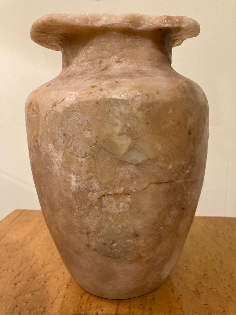 Grand Tour Ancient Egyptian Style Alabaster Storage Jar For Sale 1