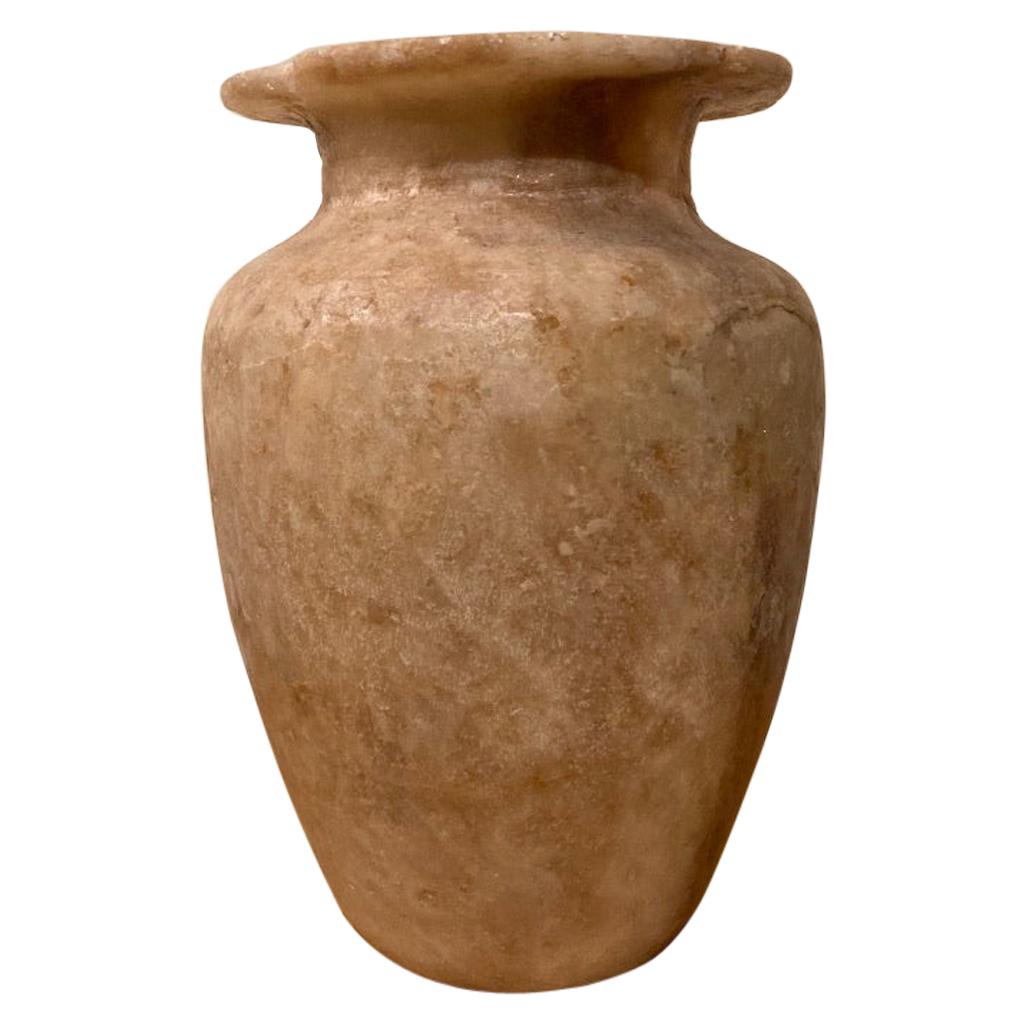 Grand Tour Ancient Egyptian Style Alabaster Storage Jar For Sale