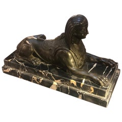 Grand Tour Egyptian Revival Patinated Bronze Sphinx