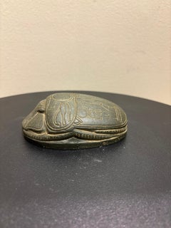 Grand Tour Egyptian Scarab With Hieroglyphics, Carved Steatite, Circa 1900