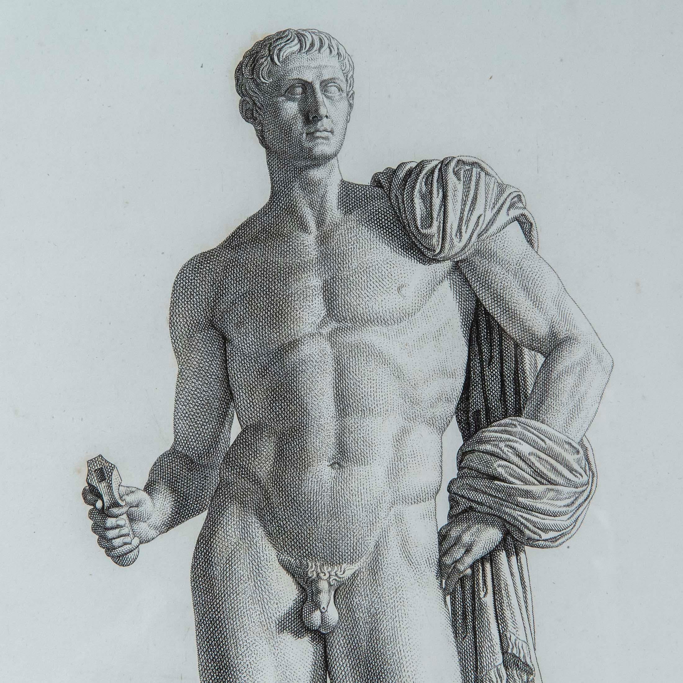A pair of exquisite and rare etchings of ancient sculptures by Pierre Bouillon (1776-1831), from his book Musée des antiques, published in Paris between 1811-1827. The two plates, titled Germanicus and Sextus-Pompeius, depict the ancient marble