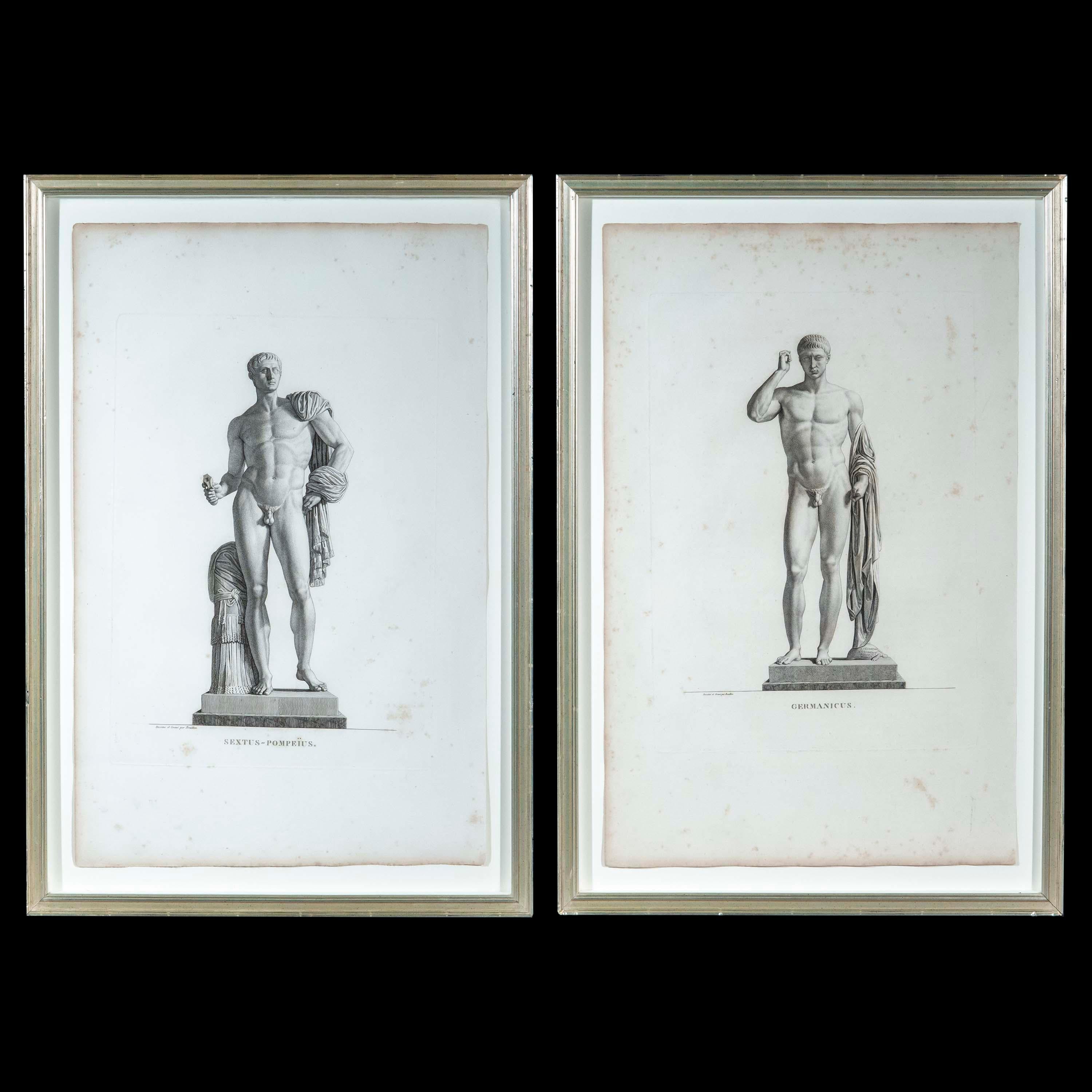 19th Century Grand Tour Engravings of Germanicus and Sextus-Pompeius by Pierre Bouillon For Sale