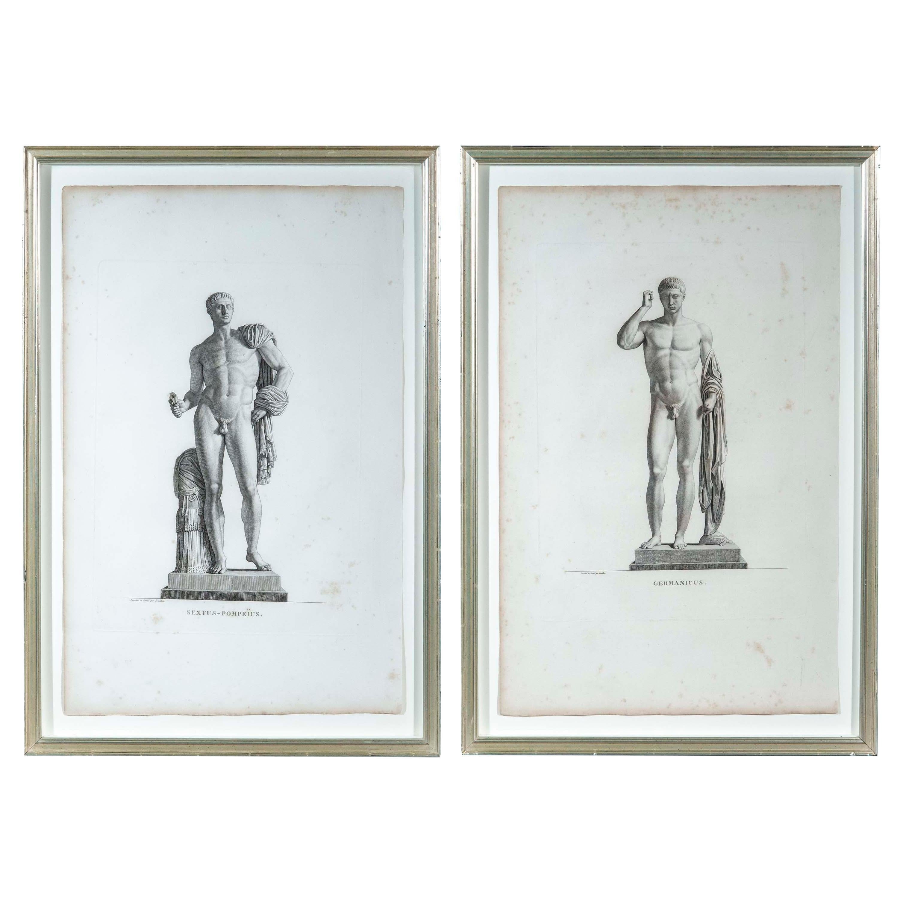 Grand Tour Engravings of Germanicus and Sextus-Pompeius by Pierre Bouillon For Sale