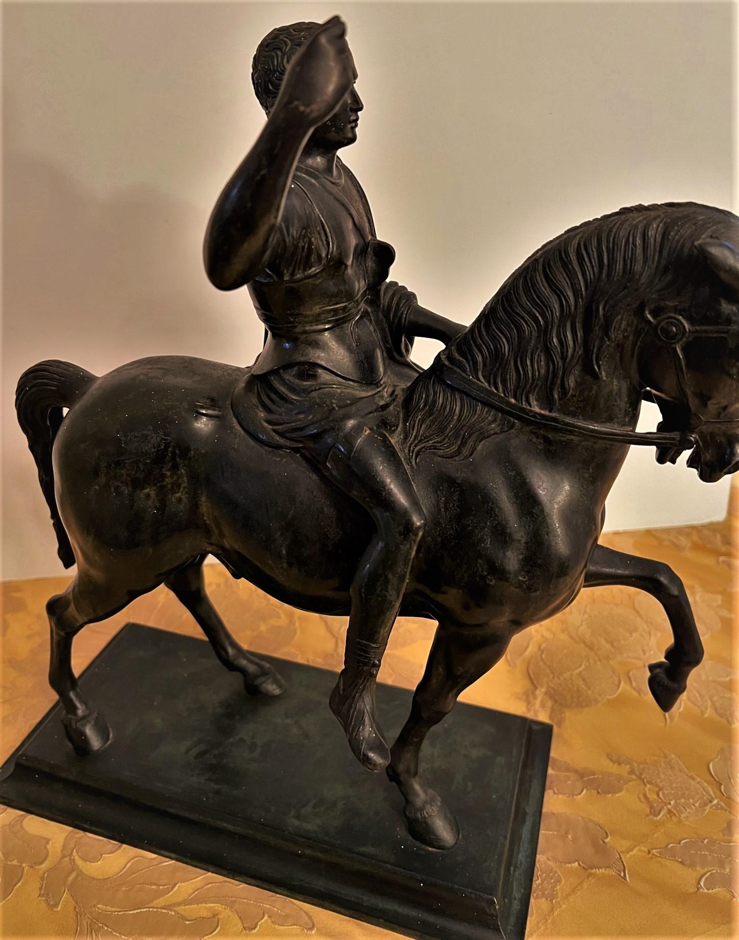 XIXe siècle Grand Tour Equestrian Bronze. Italie, Circa:1820
