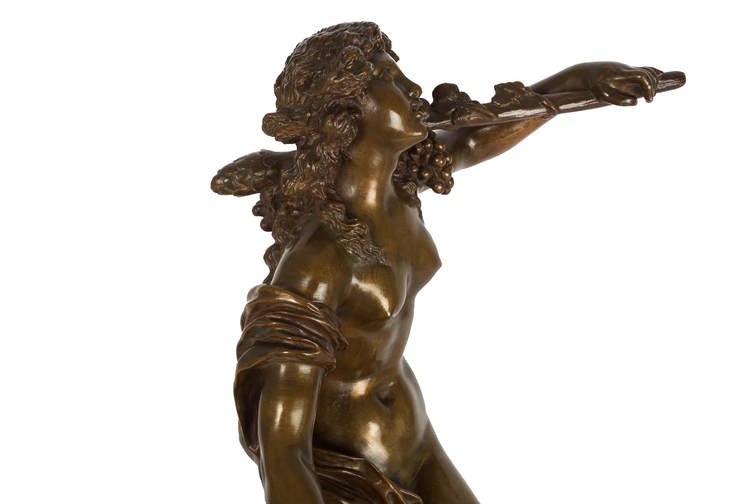 Grand Tour French Antique Bronze Sculpture of Satyr and Nymph After Clodion 14