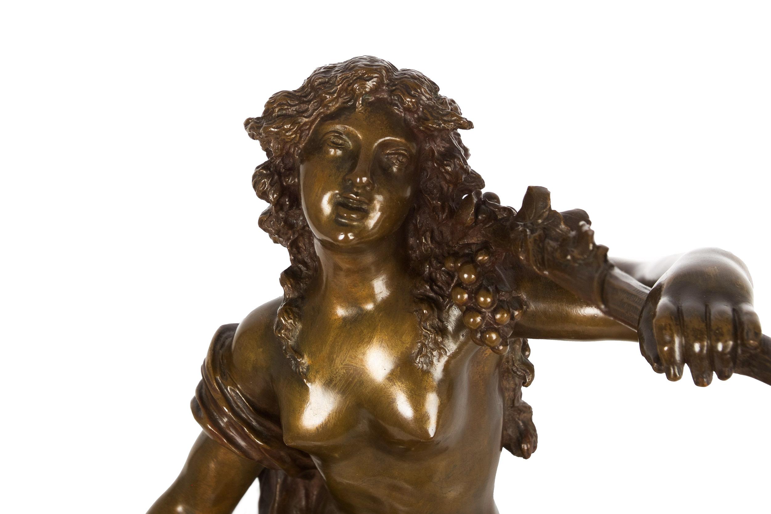 19th Century Grand Tour French Antique Bronze Sculpture of Satyr and Nymph After Clodion