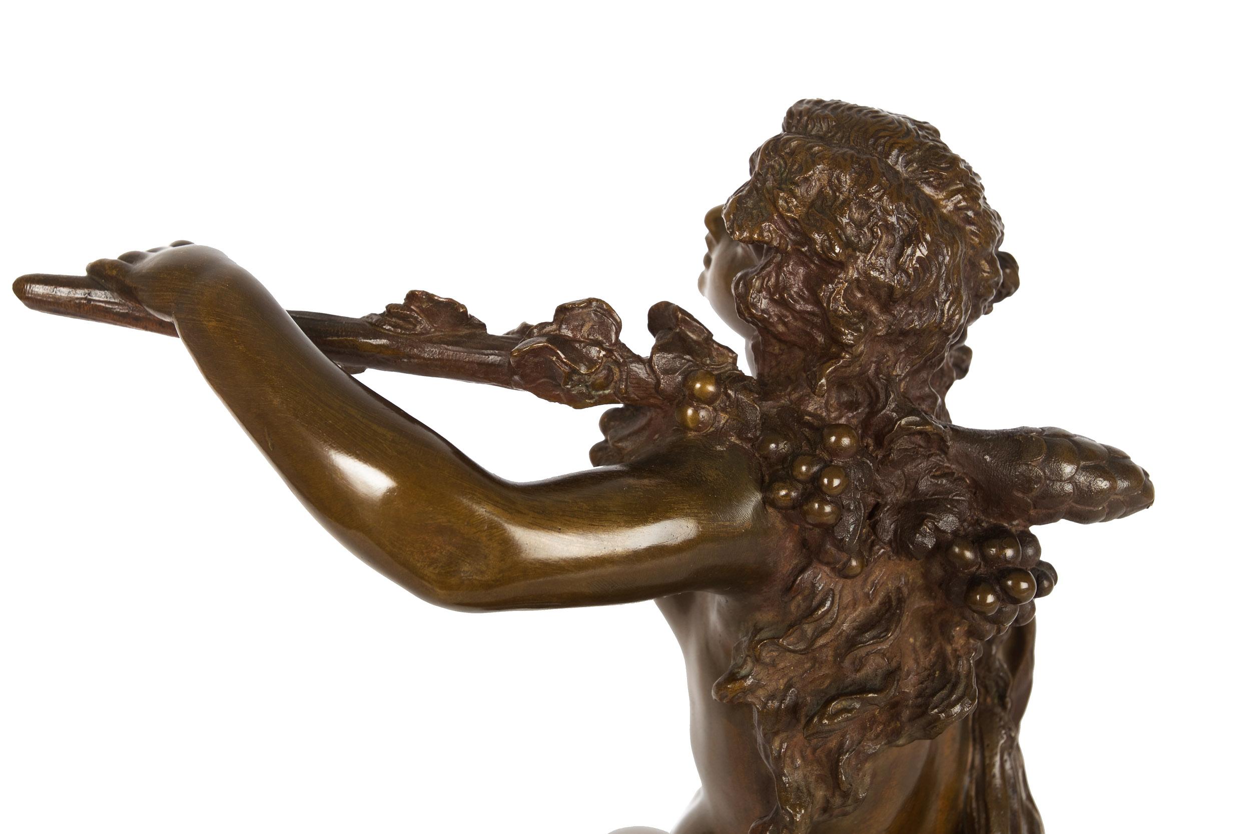 Grand Tour French Antique Bronze Sculpture of Satyr and Nymph After Clodion 2