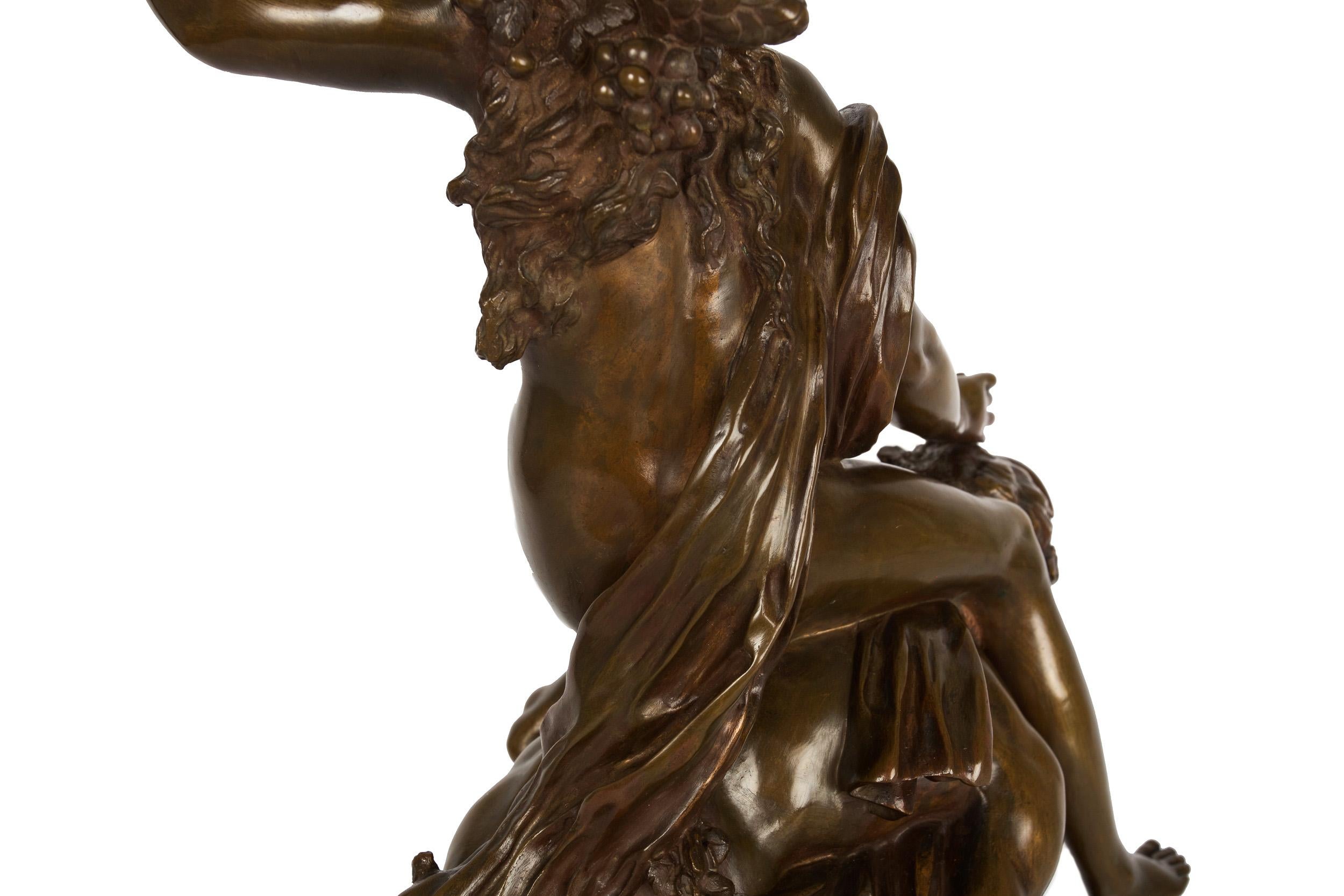 Grand Tour French Antique Bronze Sculpture of Satyr and Nymph After Clodion 3