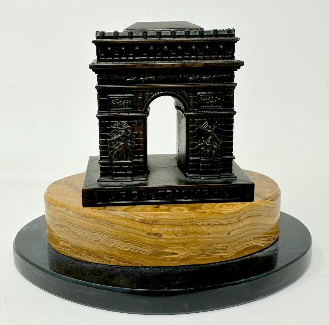 Grand Tour French Bronze Arc de Triomphe Egyptian Figure Sundial Sienna Marble 4