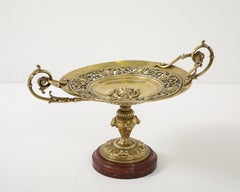 Grand Tour French Bronze Tazza With Rose Marble Base