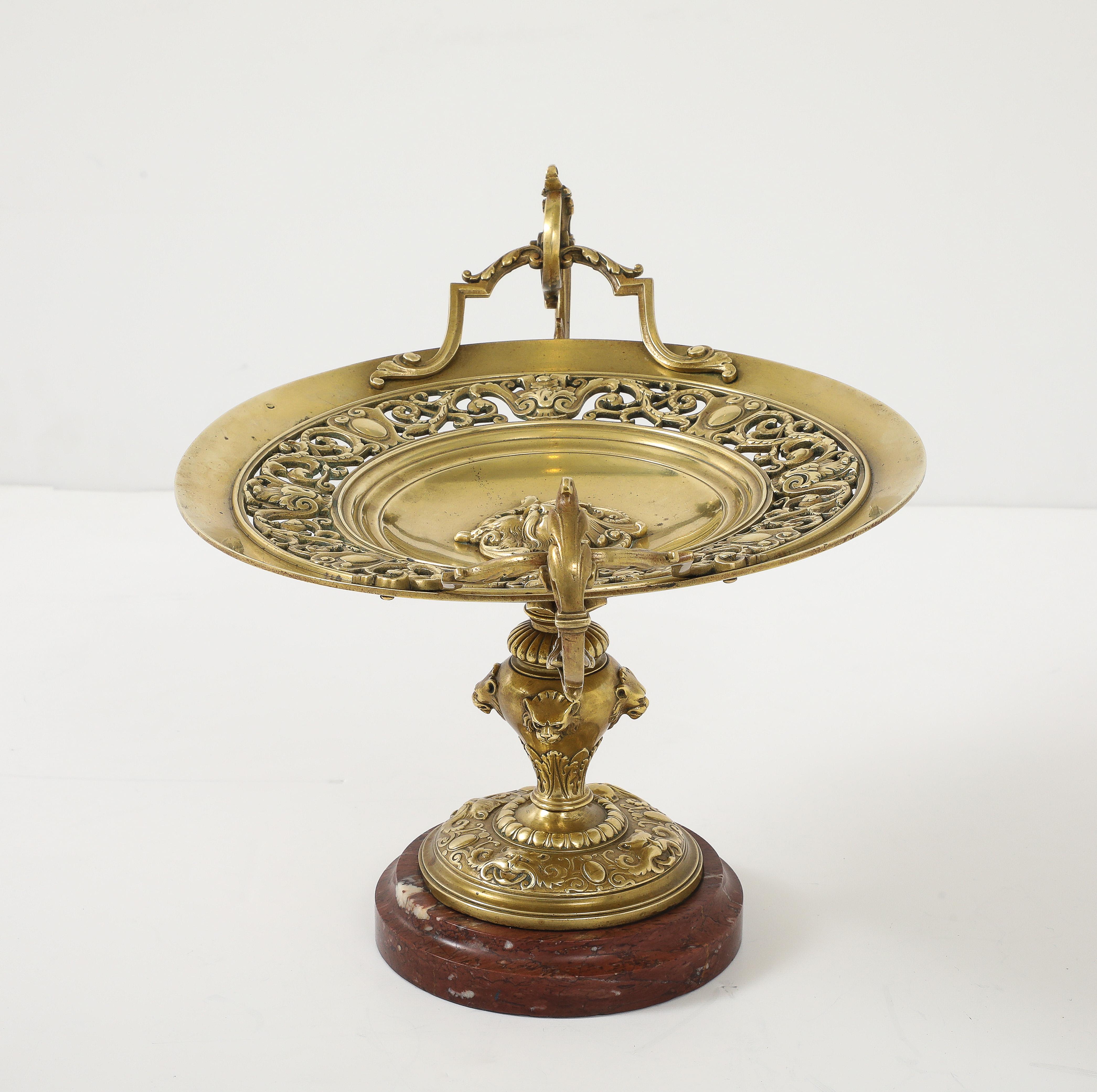 Grand Tour  Tazza in bronzo francese con base in marmo rosa in vendita 2