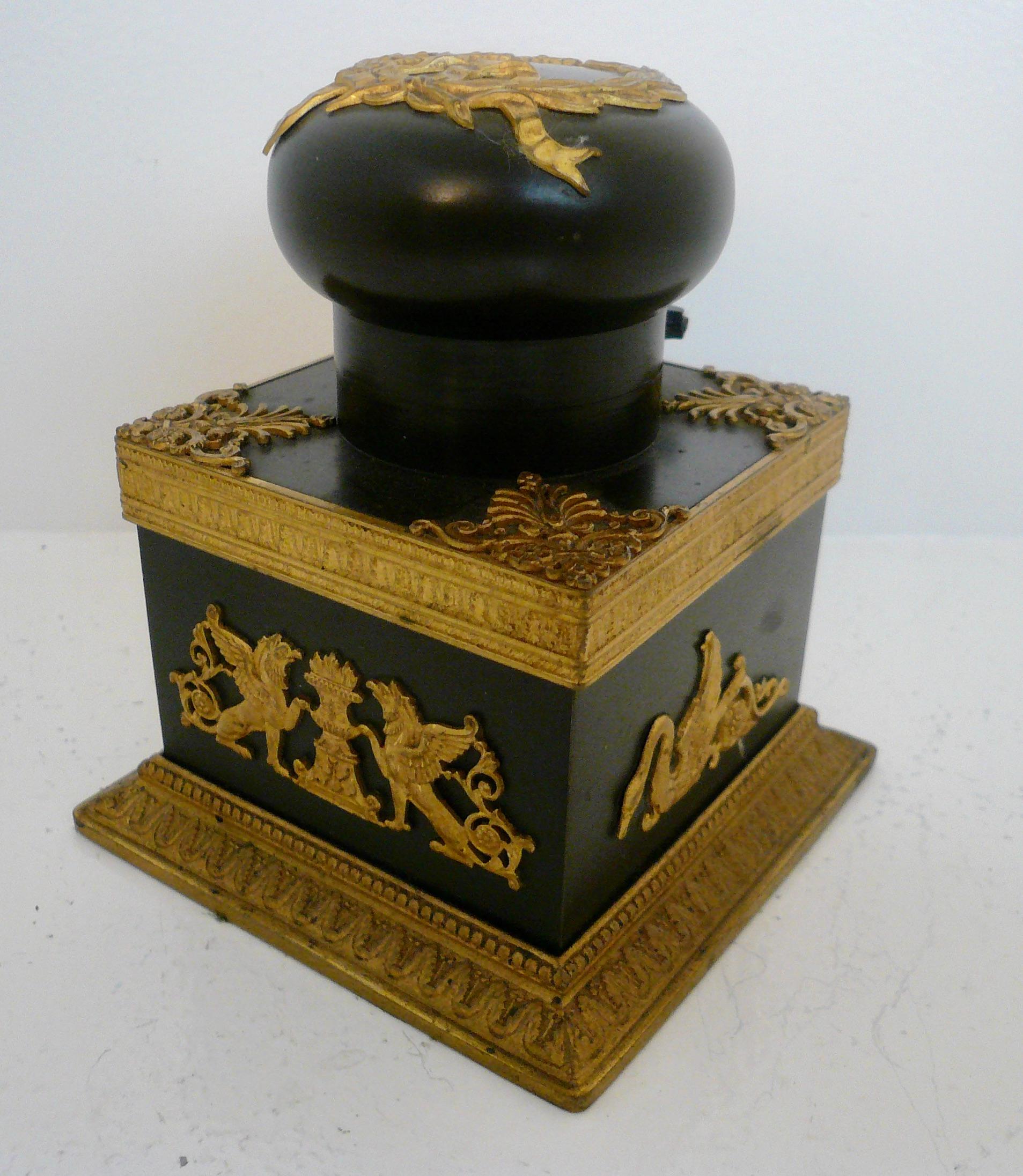 Grand Tour French Empire Bronze Inkwell In Good Condition In Pittsburgh, PA