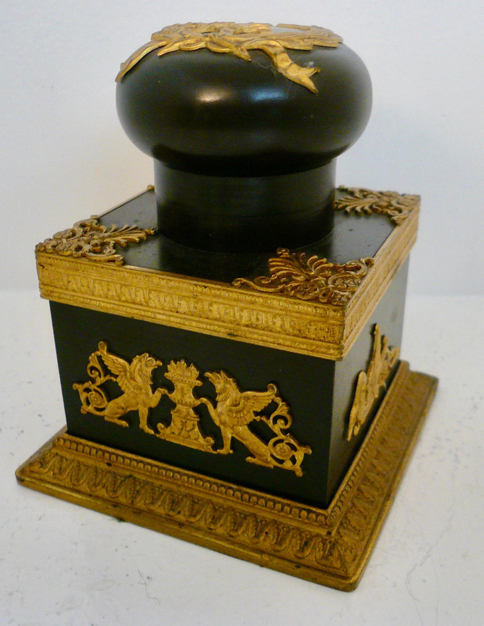 19th Century Grand Tour French Empire Bronze Inkwell