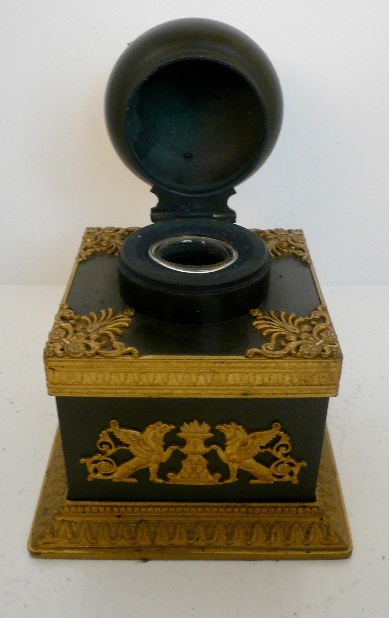 Grand Tour French Empire Bronze Inkwell 1