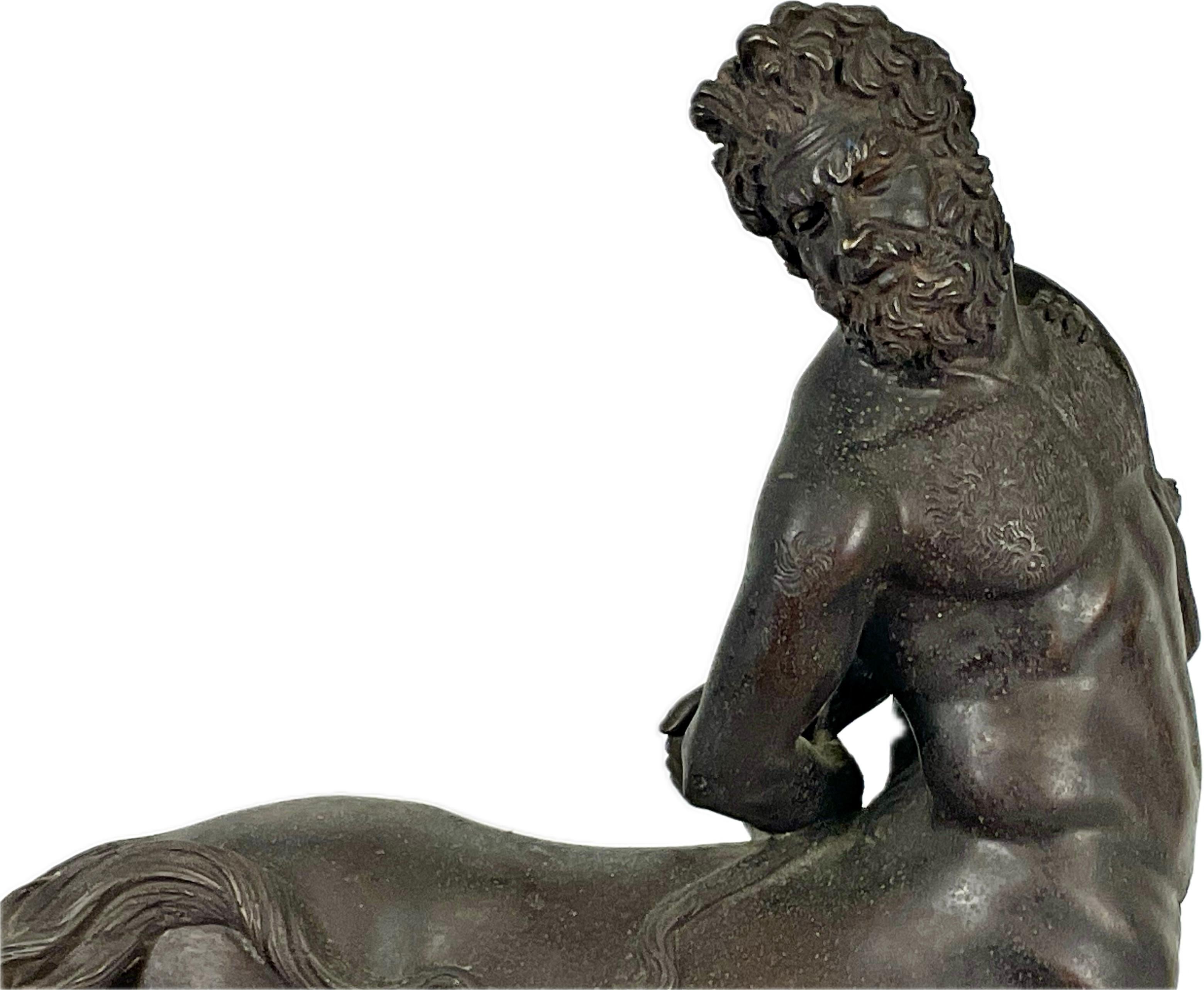 Italian Grand Tour Furietti Centaur Bronze Sculpture On Marble Base