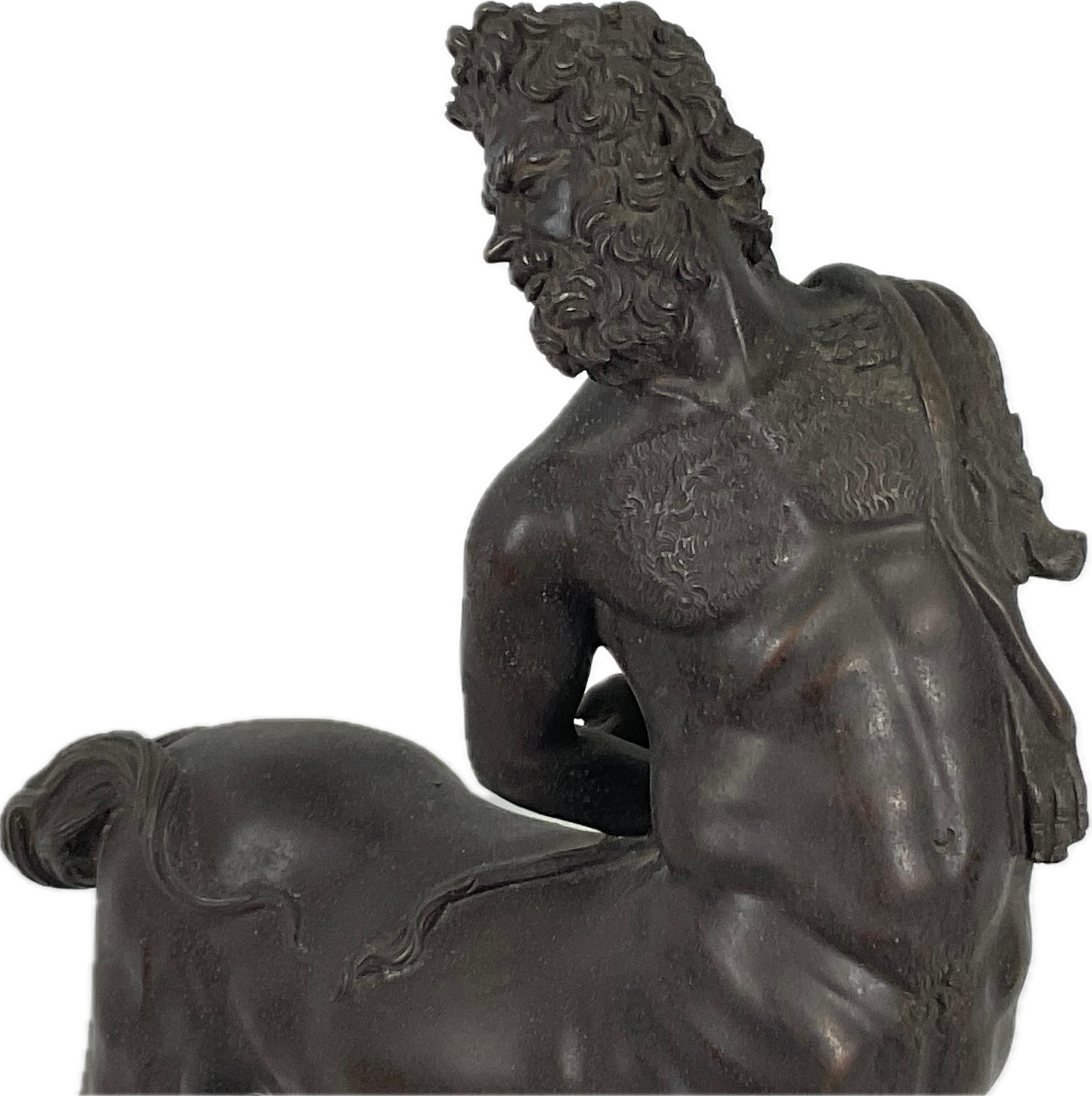 19th Century Grand Tour Furietti Centaur Bronze Sculpture On Marble Base