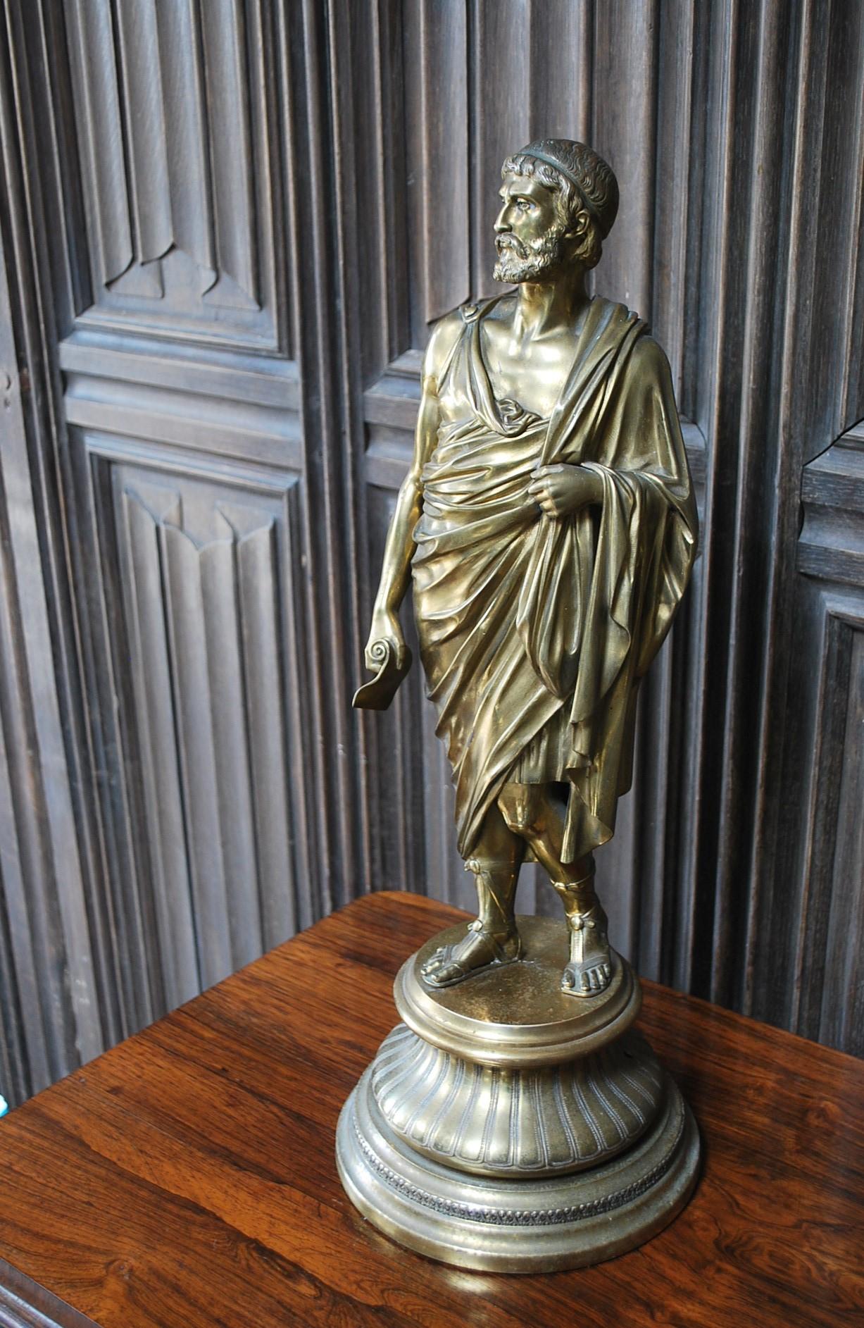 Grand Tour Gilt Bronze Roman Scholar In Good Condition For Sale In Cheltenham, GB