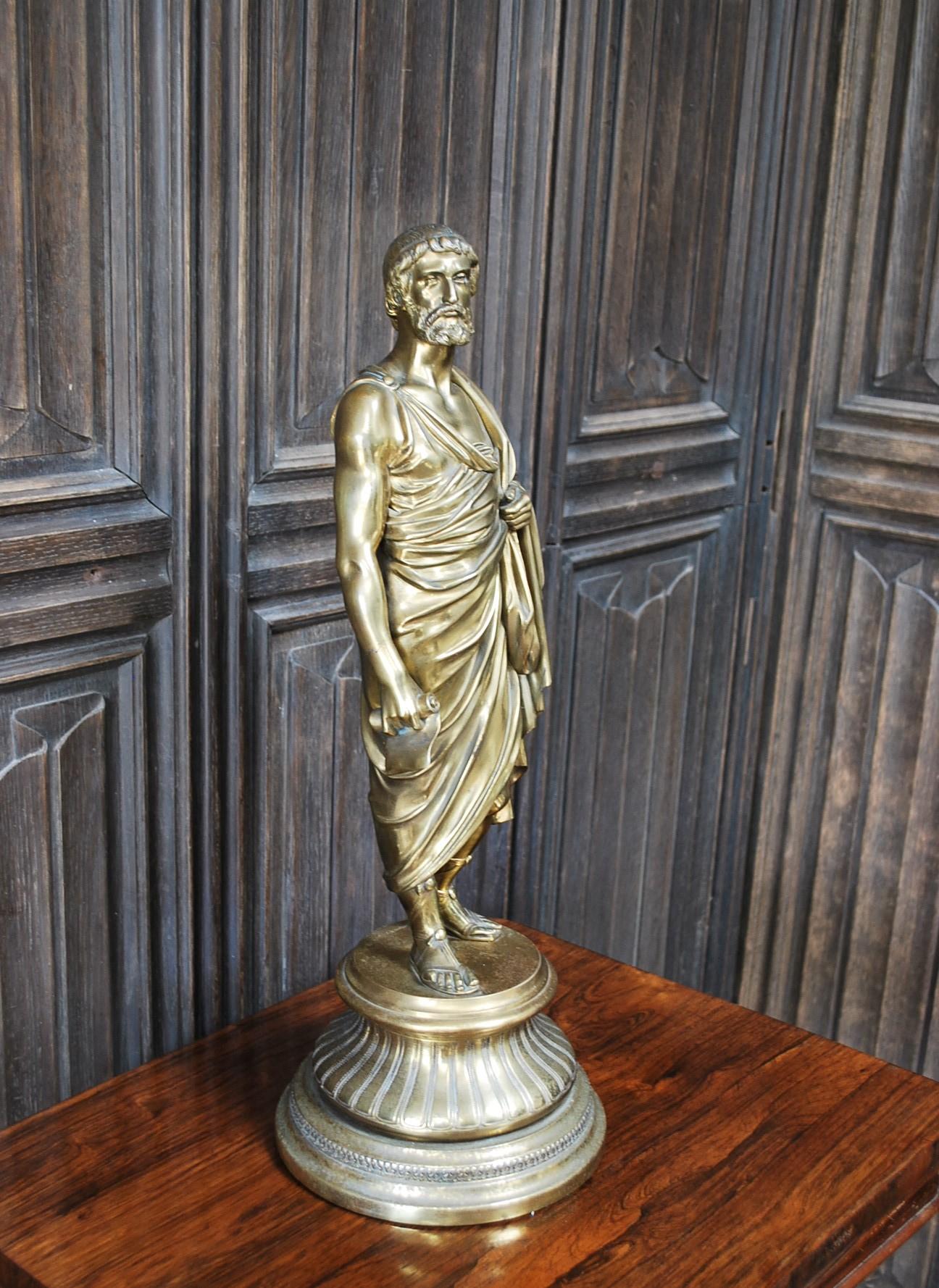 19th Century Grand Tour Gilt Bronze Roman Scholar For Sale