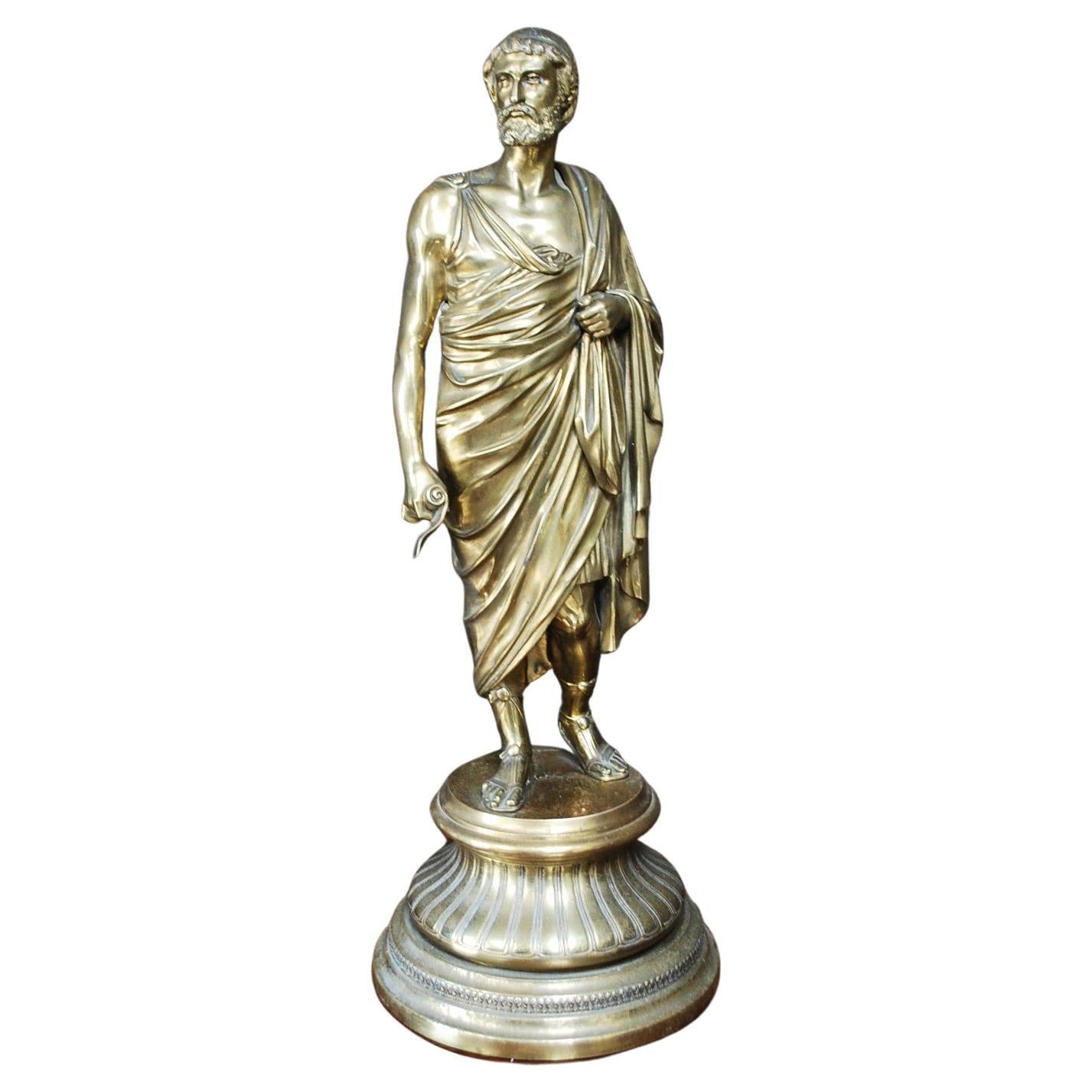 Grand Tour Gilt Bronze Roman Scholar For Sale