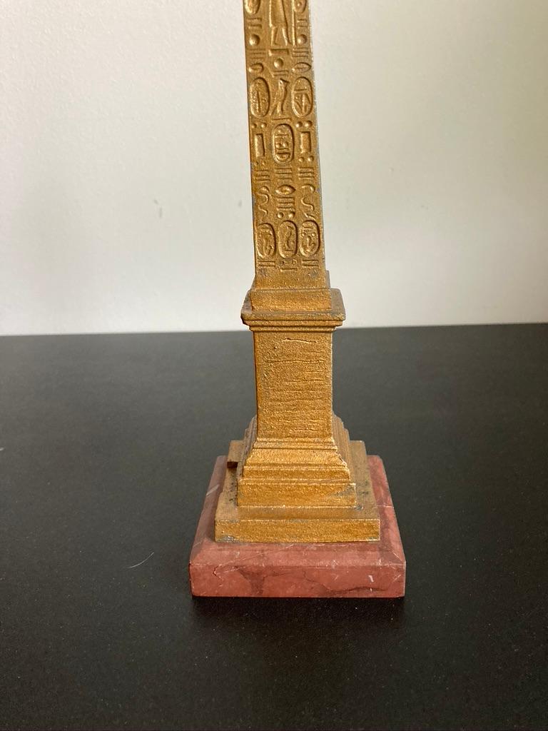 Grand Tour Gilt Metal Luxor Obelisk on a Rouge Marble Base 5