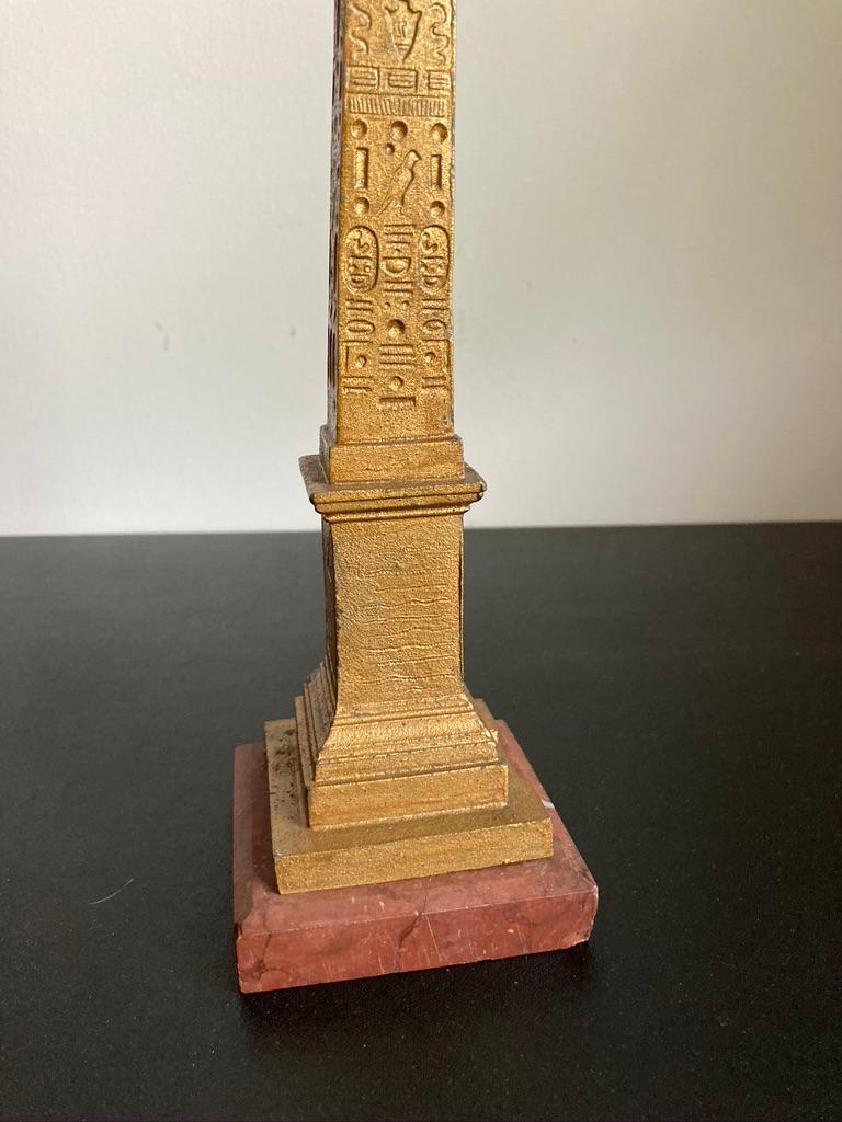 Grand Tour Gilt Metal Luxor Obelisk on a Rouge Marble Base 2