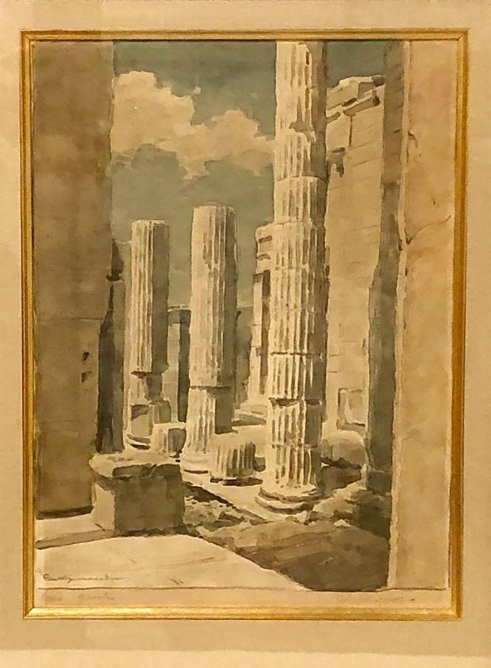 Grand Tour Greek Acropolis painting, Greek ruins. Signed by the artist and what it is. Very well done I’m sure the artist is very well-known just cannot make out the signature. The picture measures 9