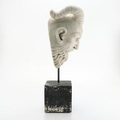 Grand Tour Hand Carved Marble Head of a Satyr