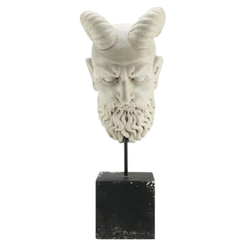 Grand Tour Hand Carved Marble Head of a Satyr