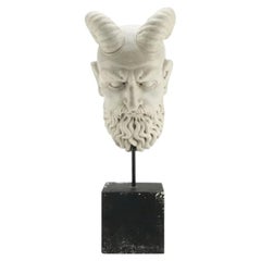 Grand Tour Hand Carved Marble Head of a Satyr