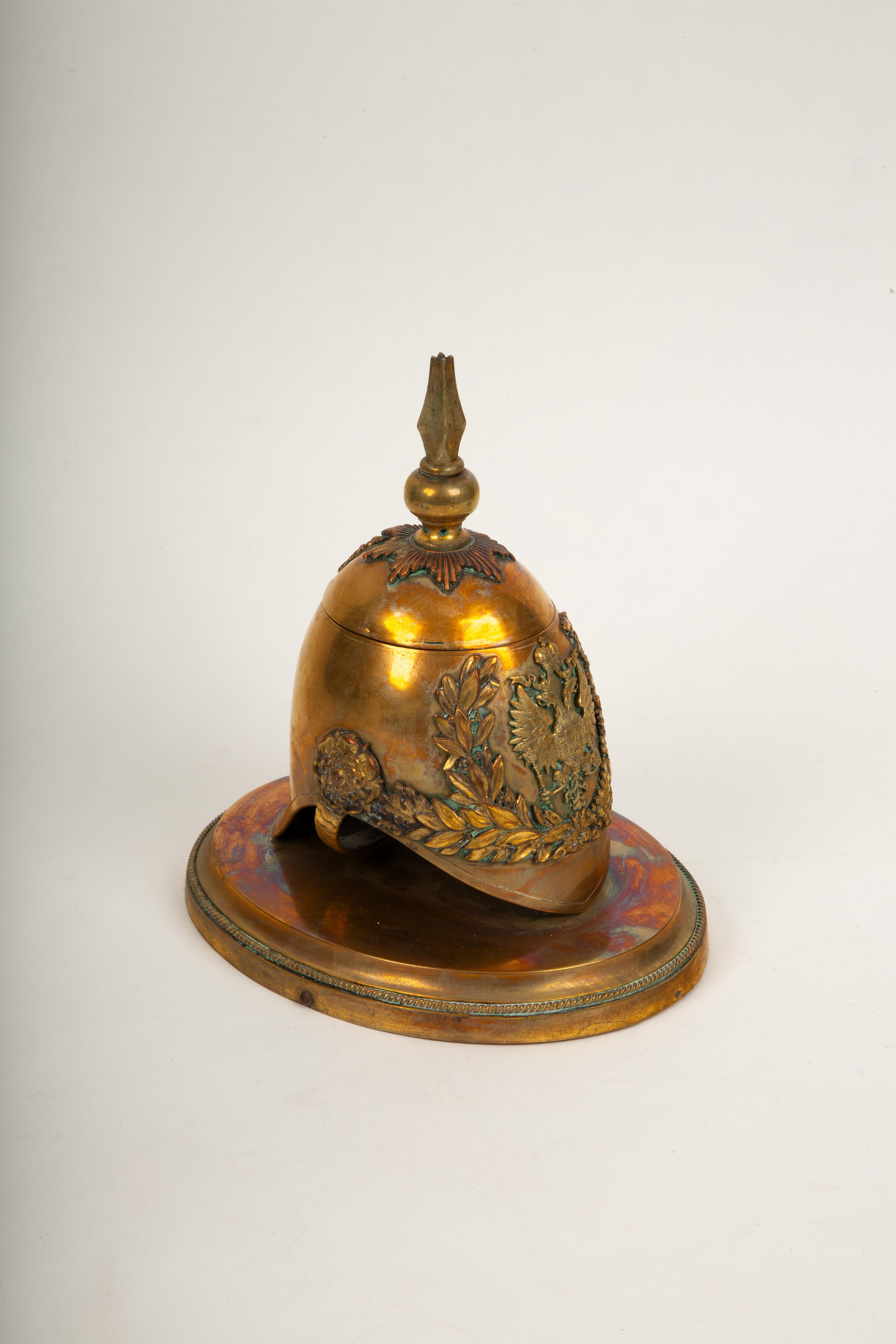 19th Century Grand Tour Imperial Austrian helmet inkwell.

Apparently unmarked. Dimensions: H 8
