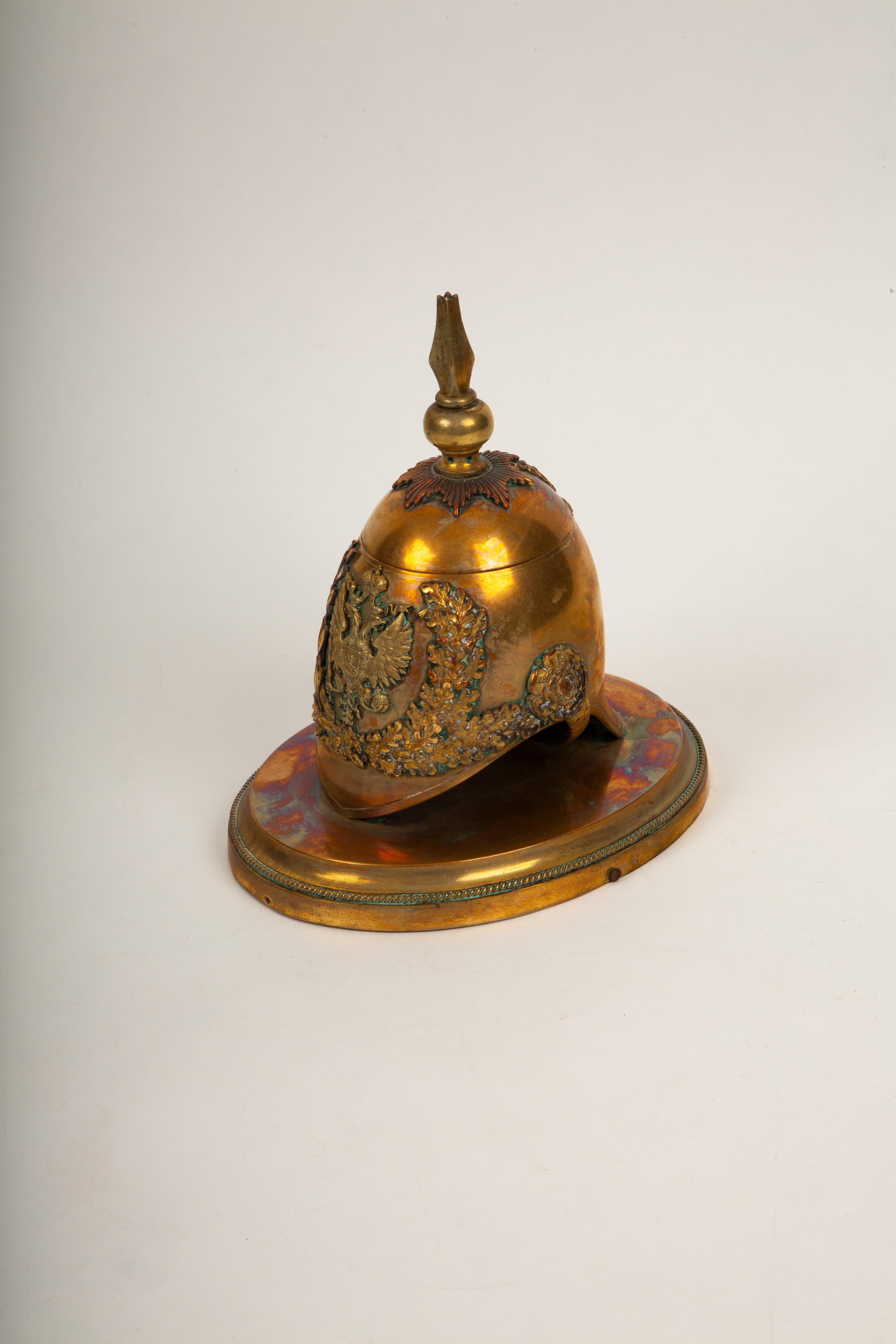 Gilt Grand Tour Imperial Austrian Helmet Inkwell