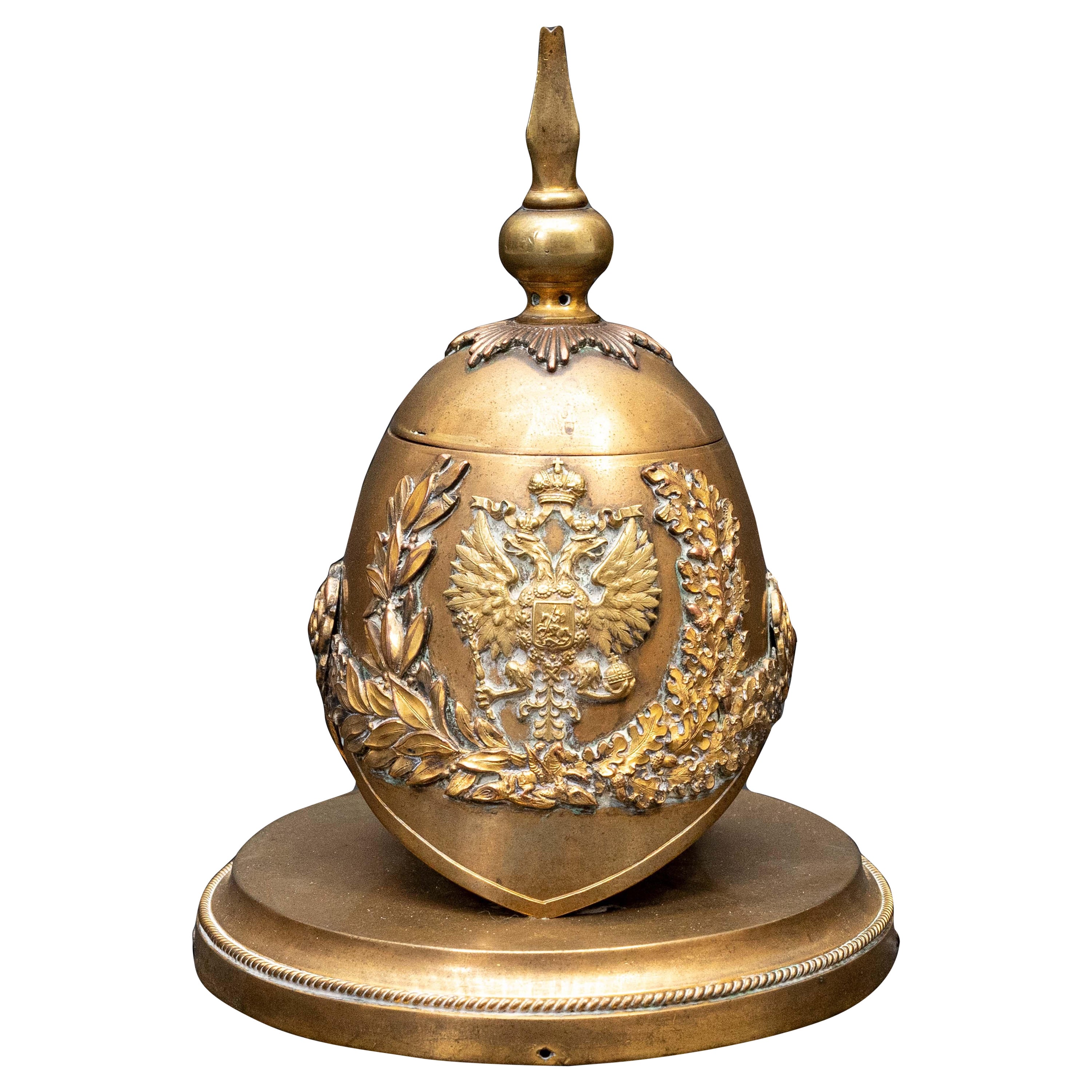 Bronze Grand Tour Imperial Austrian Helmet Inkwell