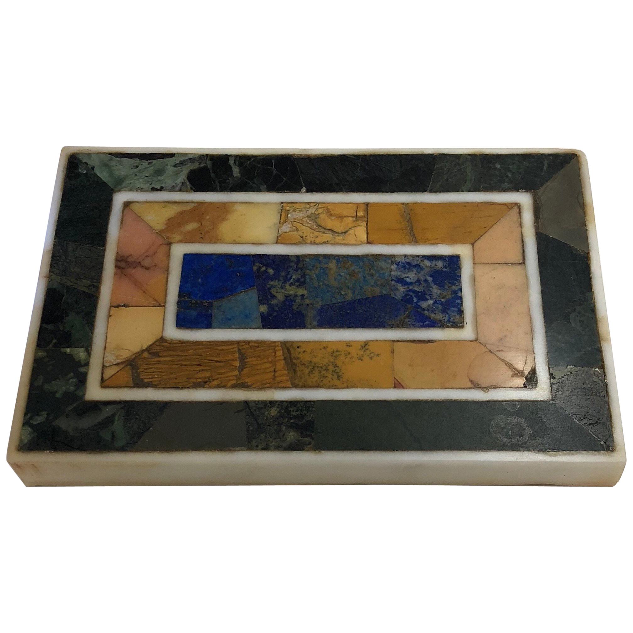 Grand Tour Inlaid Marble Specimen Paperweight, Early 20th Century For Sale