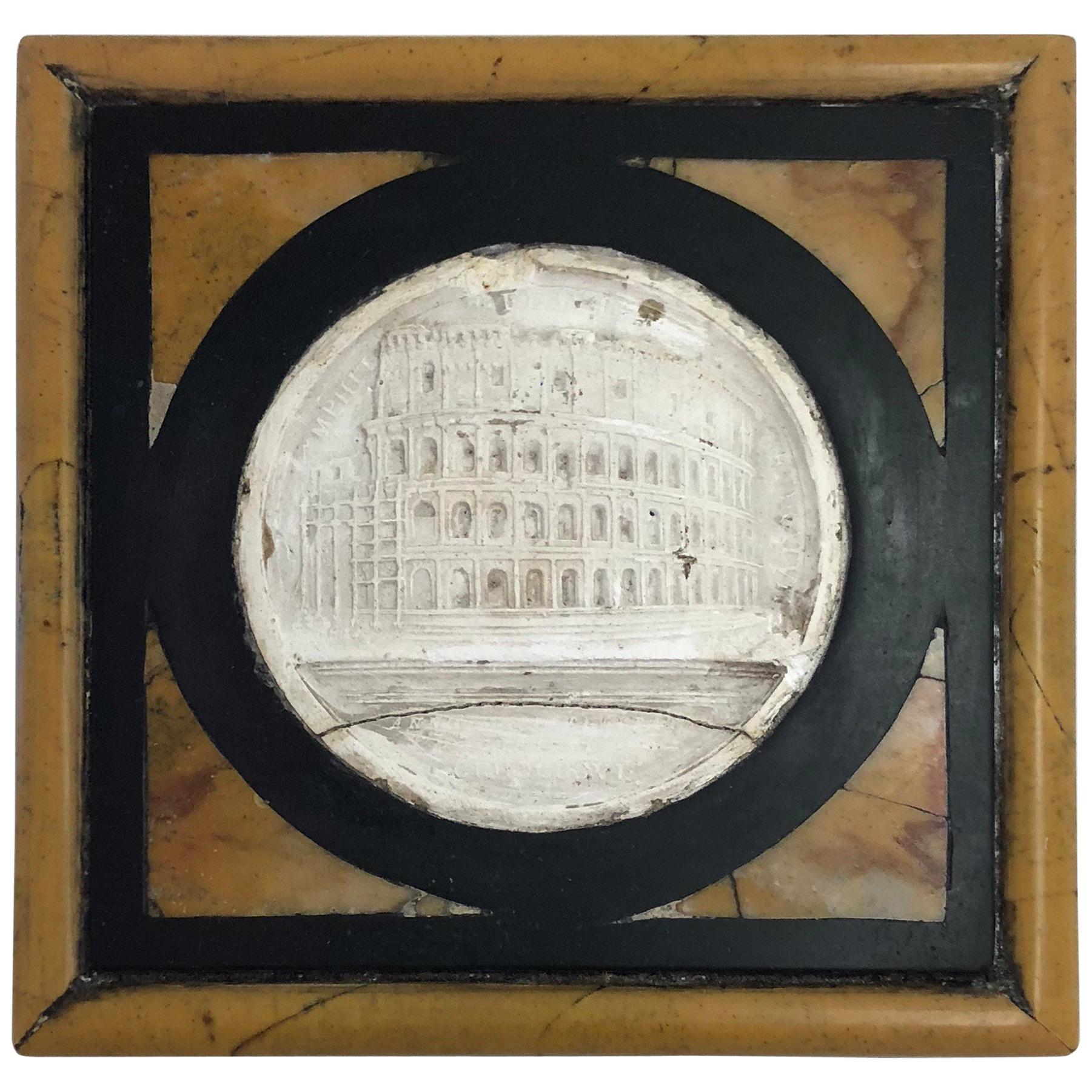 Grand Tour Inlaid Specimen Marble Paperweight, Late 19th Century