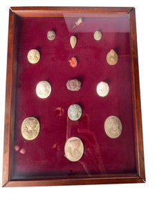 Intagli del Grand Tour e cammei vittoriani in pietra lavica incorniciati