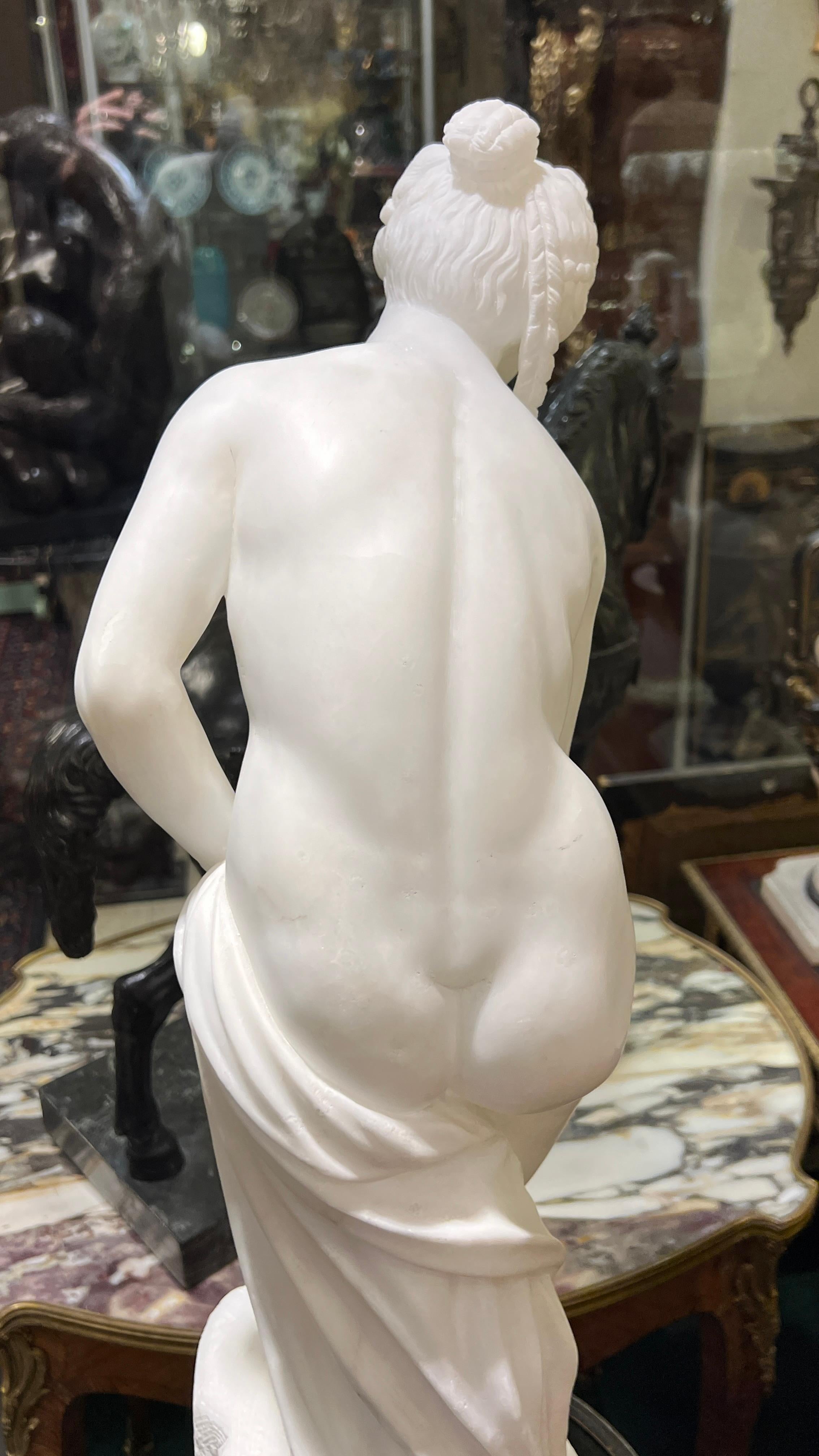 Grand Tour Italian Alabaster figure of Semi nude woman Bathing For Sale 5