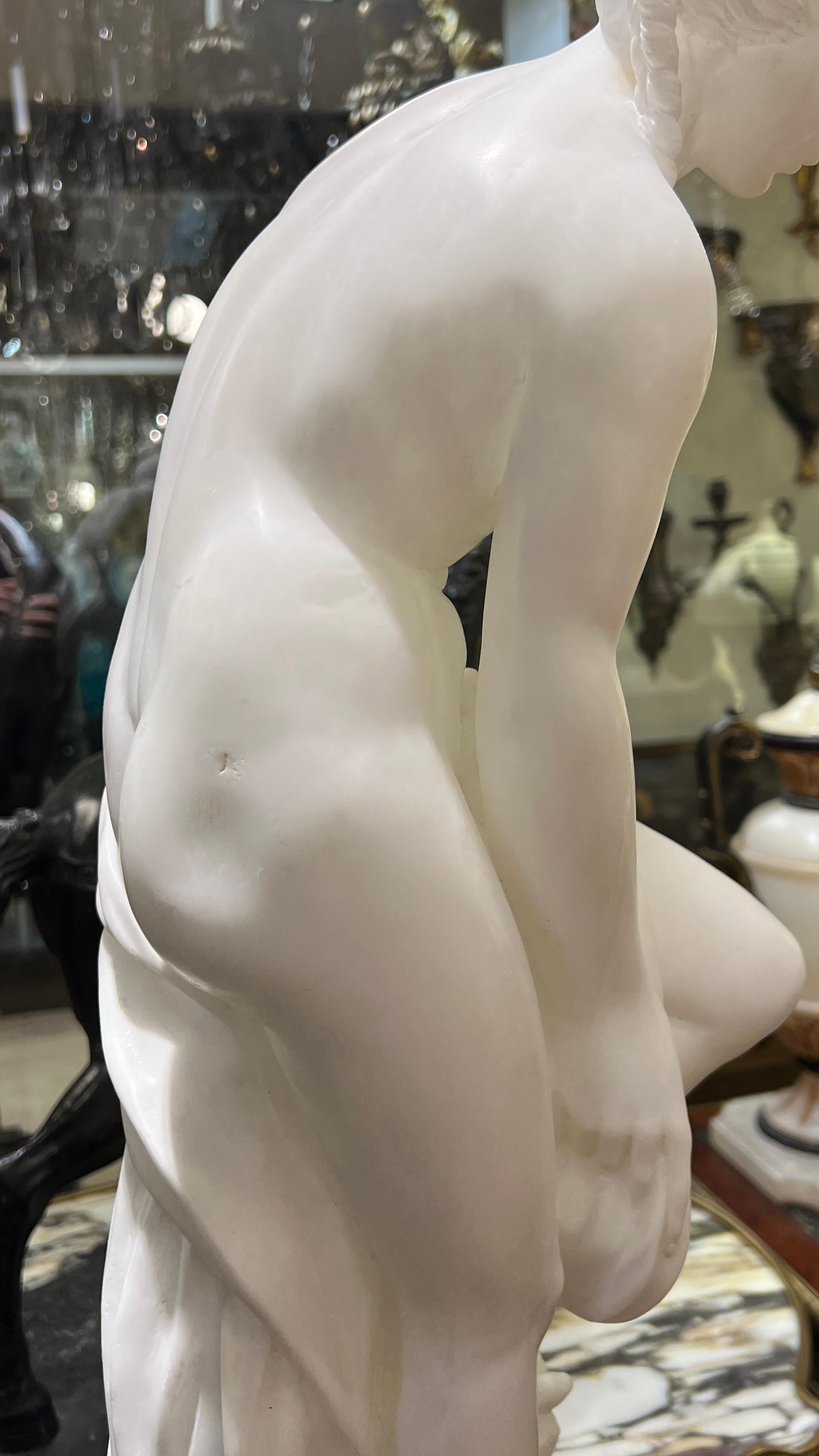 Grand Tour Italian Alabaster figure of Semi nude woman Bathing For Sale 8