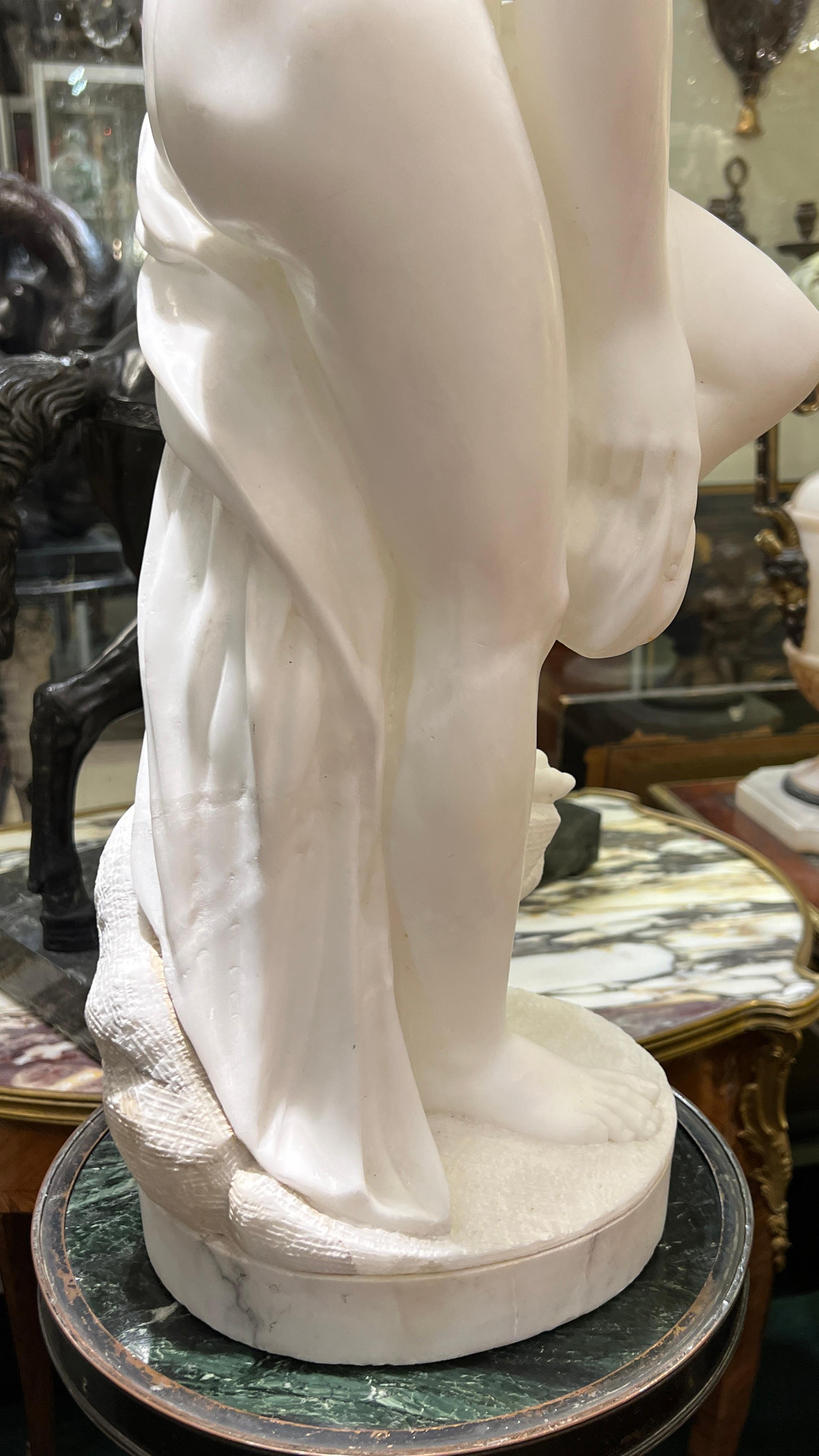 Grand Tour Italian Alabaster figure of Semi nude woman Bathing For Sale 9